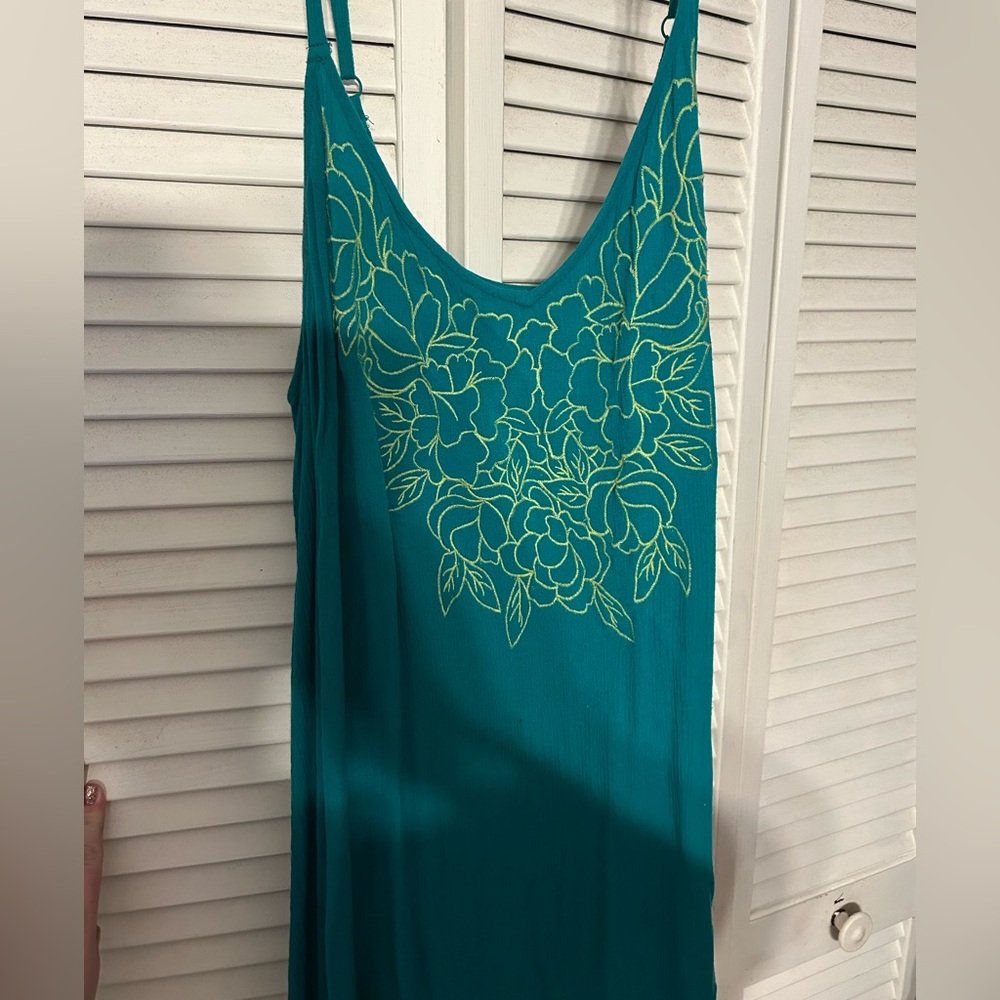 Torrid Teal Camisole with Green Floral Design